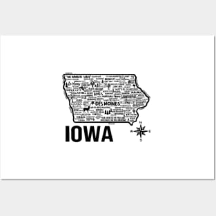 Iowa Map Posters and Art